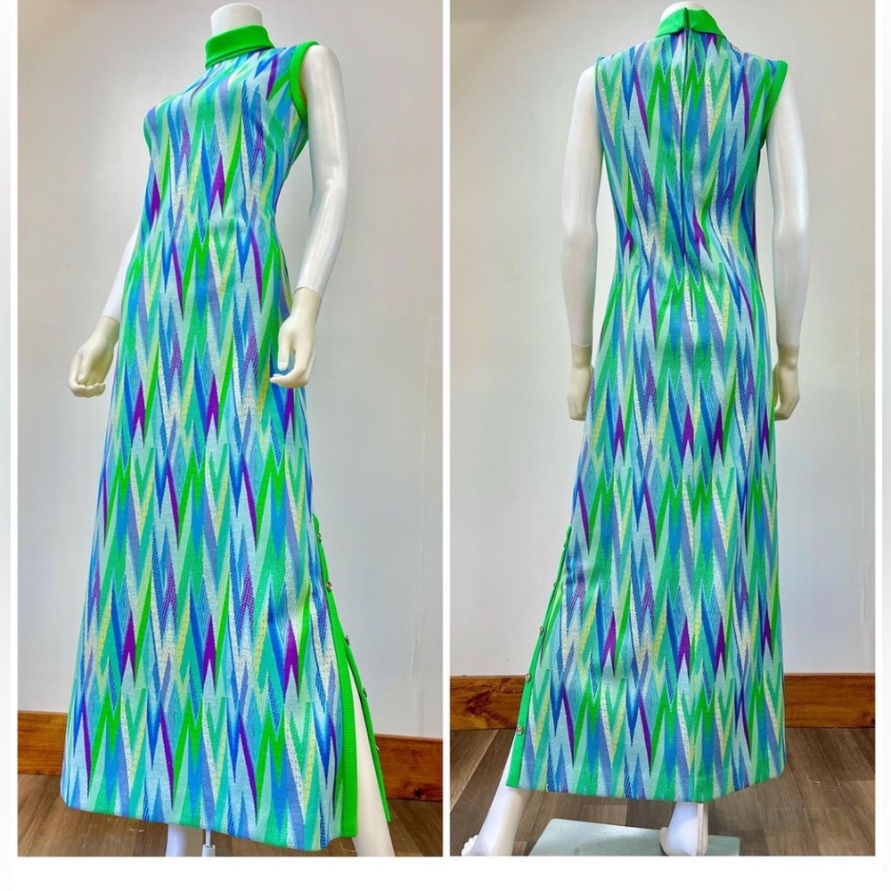 70s vintage high neck dress